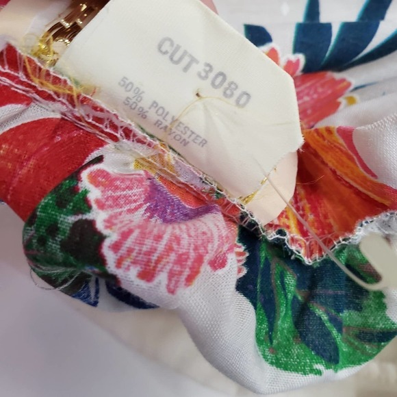 Vintage Frederick's Of Hollywood Floral Midi Skirt‎ 13 6 White Tropical - Picture 13 of 13